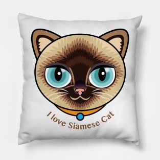 I Love Siamese Cat Pillow