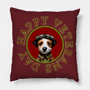 Veterans Day Jack Russell Dog Memorial Design 1 Pillow