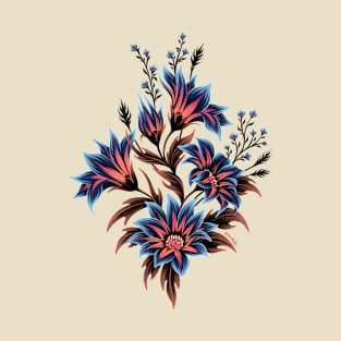 Gazania Floral - Blue Peach T-Shirt