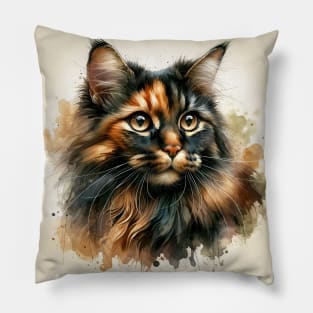 Chausie - Watercolor Cat Pillow