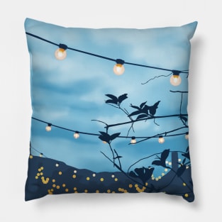 light garland at dusk Pillow