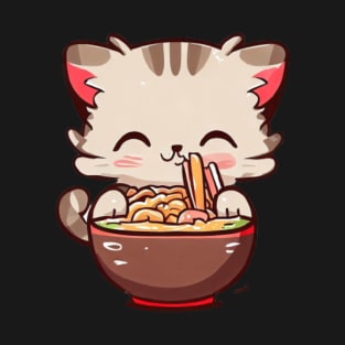 Cat Eating Ramen T-Shirt