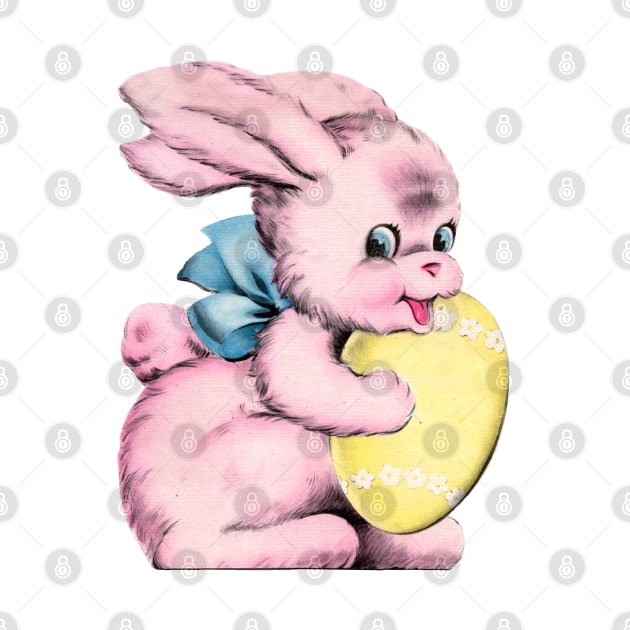 Pink Easter Bunny Rabbit Cute Adorable Egg Pastel Bow by Jim N Em Designs