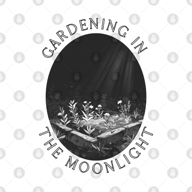 Moonlight Gardening | "Gardening In The Moonlight" Monochrome by JT Digital