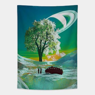 The Old Tree - Space Aesthetic, Retro Futurism, Sci-Fi Tapestry