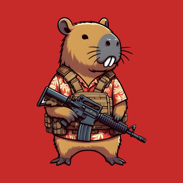 tactical capybara by Rawlifegraphic