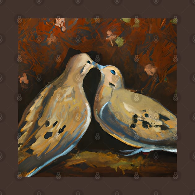 Kissing Mourning Doves Painting by KayBee Gift Shop