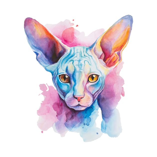 watercolor Cornish Rex Cat by MariDein