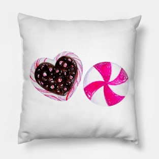 Watercolor Candies Pattern - White Pillow