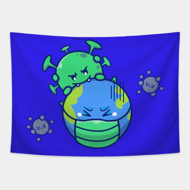 World Scare Corona Virus Cartoon (8) Tapestry by Catalyst Labs