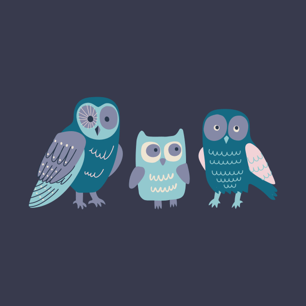 Trio of Owls - cute owls by Cecca Designs by Cecca