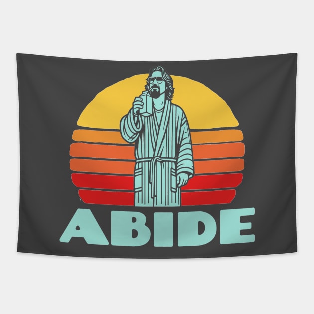 Abide Vintage 80s Dude Lebowski Drinking Milk Funny Tapestry by GIANTSTEPDESIGN