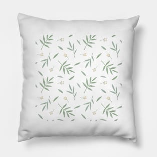 Watercolor print with leaves and flowers Pillow
