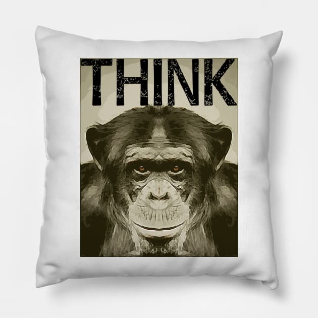 Think Monkey Pillow by CANJ72