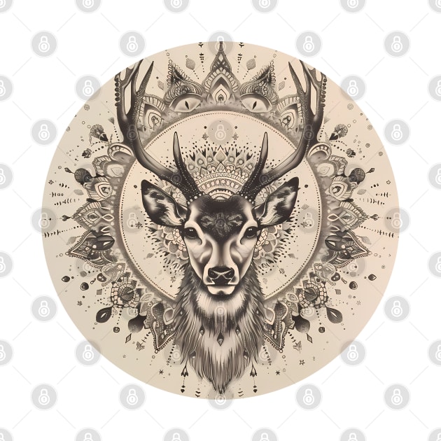 Mandala - Deer B&W by aleibanez