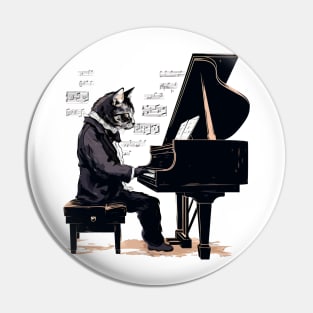 Cat playing piano Pin