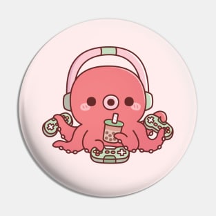 Cute Octopus Gamer Multiplayer Mode Pin