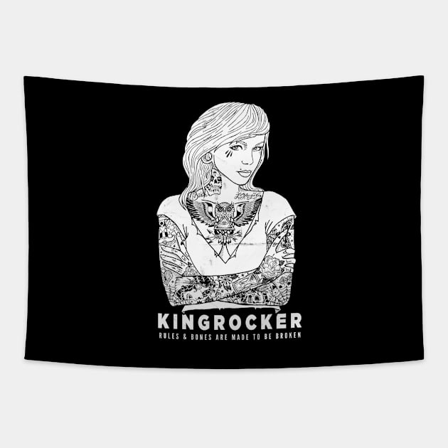 Blonde Girl with tattoo sleeves Tapestry by Kingrocker Clothing