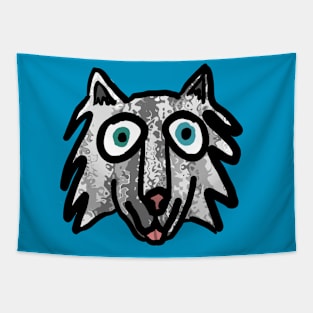 Happy Trippy Husky Tapestry