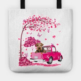 Valentine's Day Love Pickup Truck Wire Fox Terrier Tote