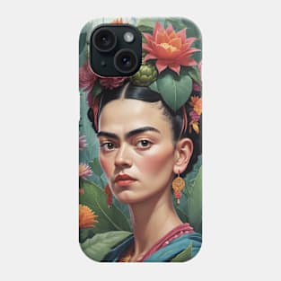 Frida's Radiant Reverie: Colorful Portrait Illustration Phone Case