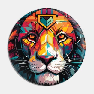 colorful Lion closeup Pin