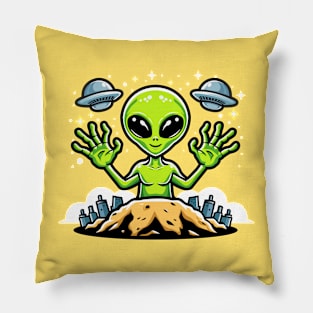 Alien Say Hello Pillow