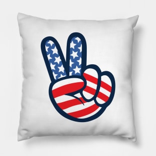 Peace Sign Hand USA America Pillow