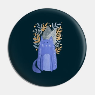 Cat and foliage - pastel autumn with dark background Pin