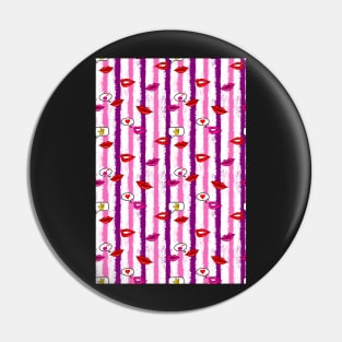 love lips stripes, valentines Pin