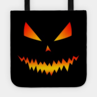 Halloween pumpkin Jack OLantern cool scary evil orange yellow face Tote