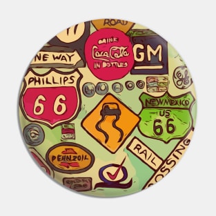 Road signs on Route 66 Pin