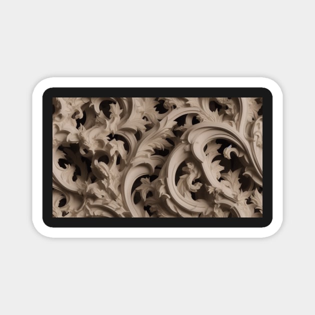 Seamless Leaf Relief Carving III Magnet by newdreamsss