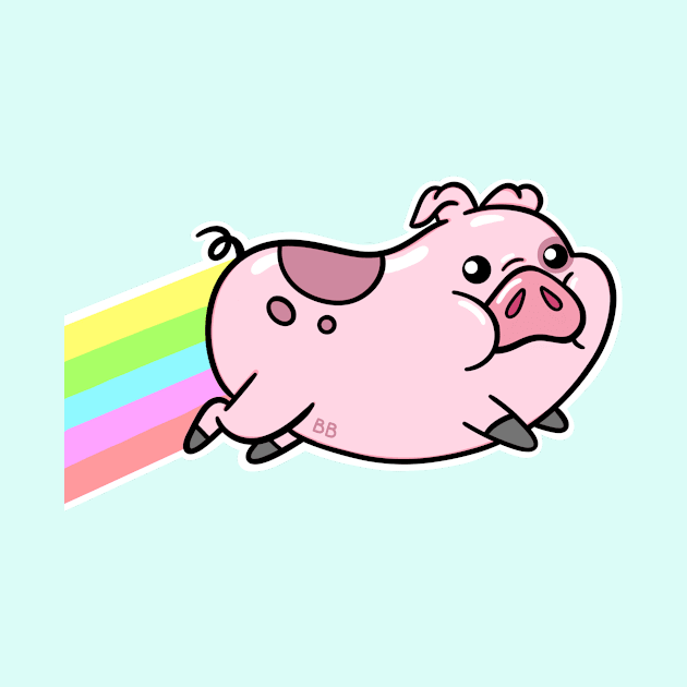 Happy Rainbow Pig by BluebrushArt