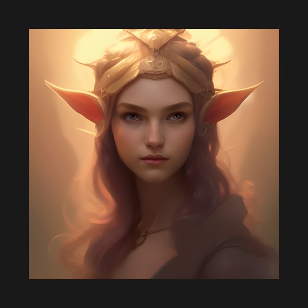 Beautiful Fantasy Elf Princess Golden Artwork by PrancingPeekees