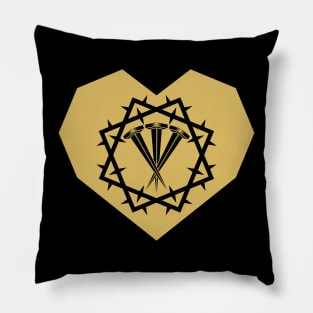 Crown of thorns and crucifixion nails inside the heart Pillow