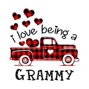 I Love Being Grammy Red Plaid Buffalo Truck Hearts Valentine's Day Shirt T-Shirt