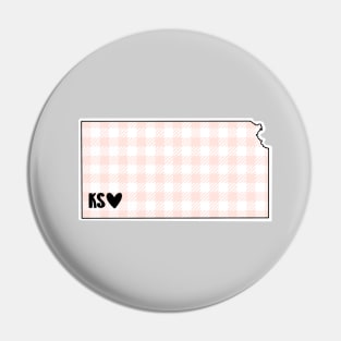 USA States: Kansas (pink plaid) Pin