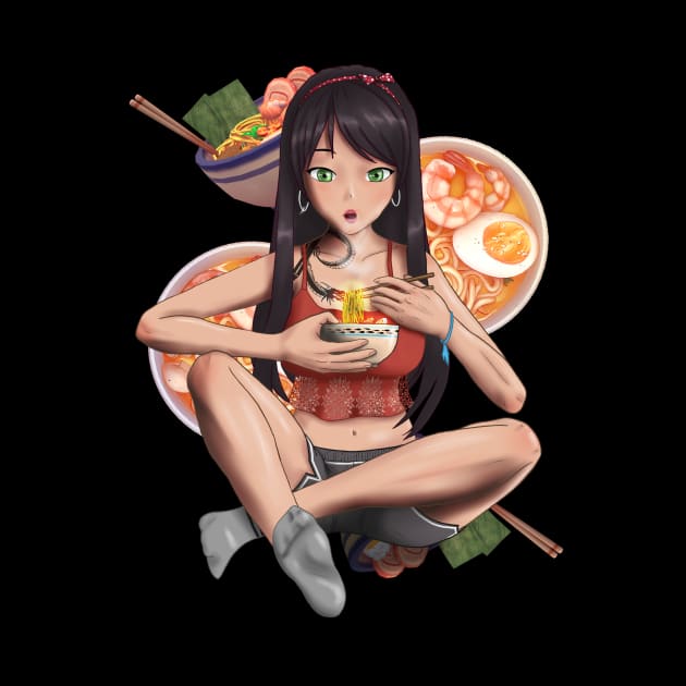 Anime Girl and Ramen | Anime Girl and Foods Collection Item -2 by Rendigart