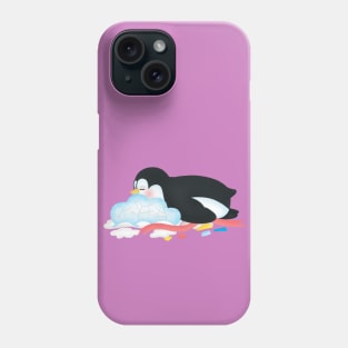 Cute penguin falls asleep after partying Phone Case