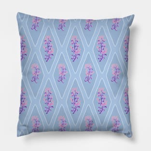 Fantasy Flowers on Dreamy Blue Pillow