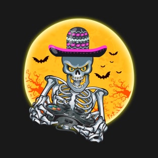 Halloween Gamer Gift Skeleton T-Shirt