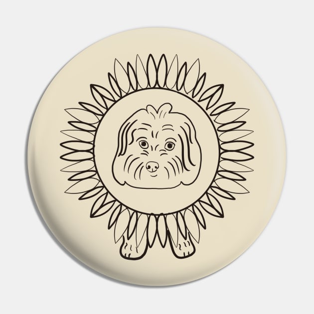 Maltipoo Sunflower Pin by PatternbyNOK