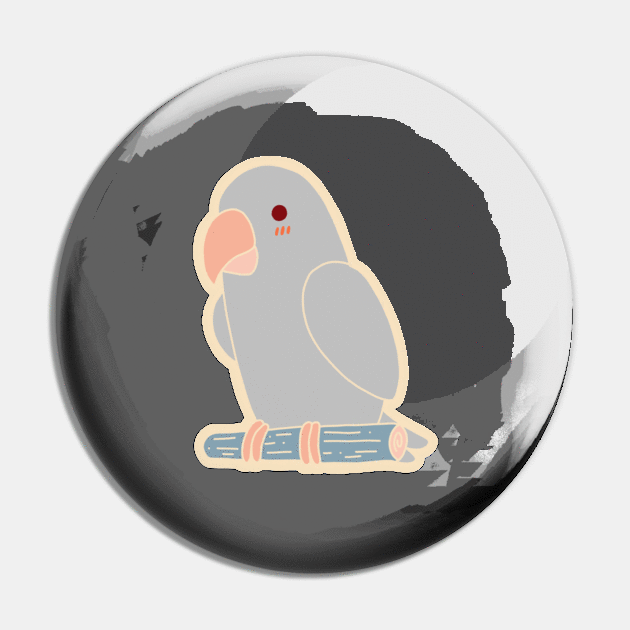 Cute Parrot - Gray Pin by vpessagno