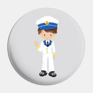 Boat Captain, Skipper, Brown Hair, Cute Boy Pin