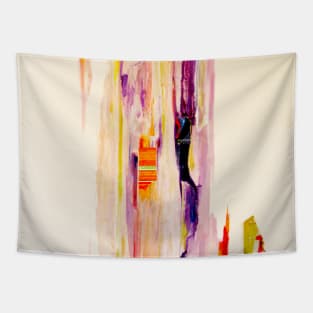 Yellow and purple modern abstract painting Tapestry