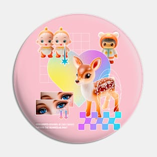 Cute & Sweet Retro Toys Collage Cuteness Pin