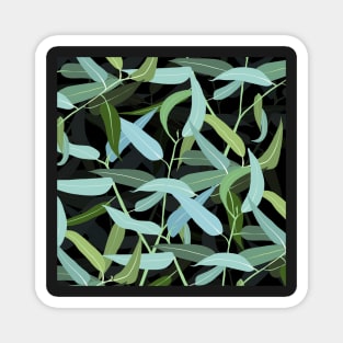 Eucalyptus Leaves Black Design Magnet