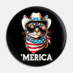 USA Flag Cat 4th of July Funny Patriotic Pin