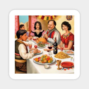 Mexican-American Family Celebrating Thanksgiving Magnet